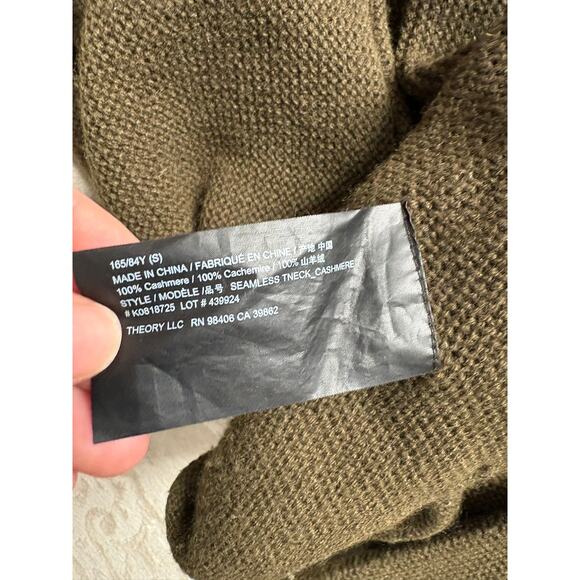 Theory 100% Cashmere Rollneck Sweater – Army Green – Women’s Small - Picture 7 of 8